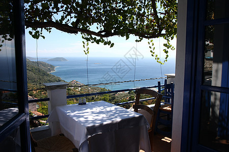 海景蓝色旅游海岸餐饮地平线假期餐厅享受丘陵光泽度图片