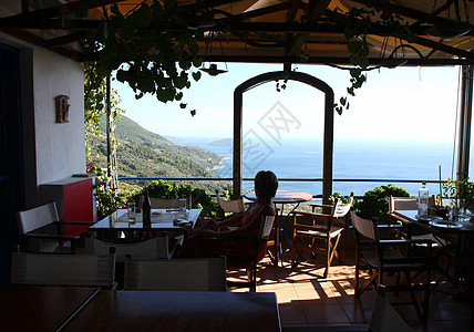 海景地平线海岸丘陵假期旅游蓝色餐饮餐厅享受自然图片