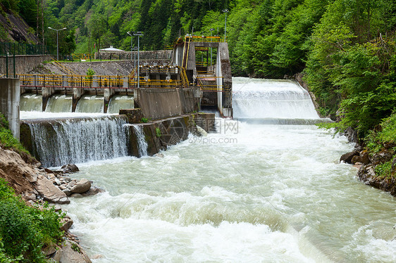 水力发电站生态电站绿色水电发电机植物技术力量强者溢洪道图片