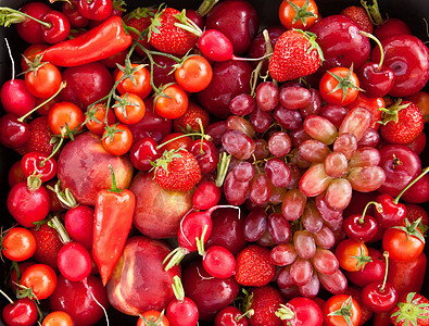 丰富多彩的新鲜果实生产蔬菜桃子营养红色萝卜水果李子浆果食物图片