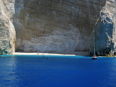 希腊夏季夏月蓝色假期太阳帆船海滩航行图片