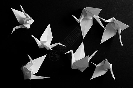 折纸起重机黑色起重机团体工艺品白色爱好艺术工艺图片