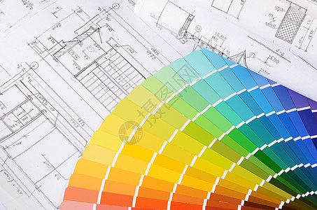 配有色调调色调的房屋项目建筑学文档收藏建设者光谱承包商技术绘画地面调色板图片