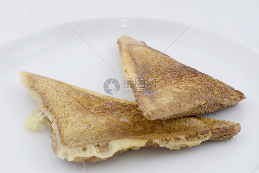 烤面包中点三角形咖啡店面包烹饪白色火腿中心酒吧餐厅图片