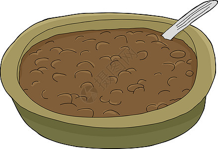 豆豆汤餐具涂鸦勺子手绘豆子剪贴画辣椒插图卡通片食物背景图片