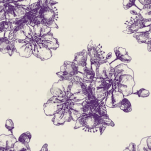 无缝模式 配有装饰性木兰花繁荣问候素描花束墙纸绘画叶子曲线卡片装饰品图片