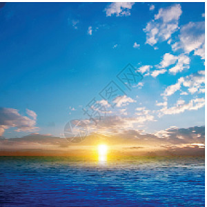 具有海日落的抽象自然背景波纹海浪活力热带天空涟漪橙子水平风景地平线图片