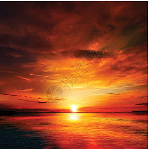 日落和云雾的抽象自然背景热带波纹活力水平阳光地平线海浪橙子气候风景图片