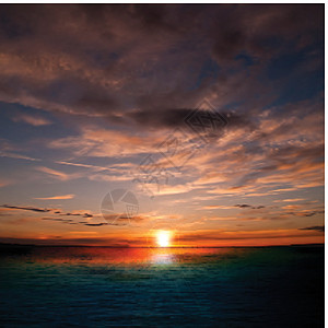 日落和云雾的抽象自然背景橙子海浪风景涟漪热带天空活力波纹水平日出图片