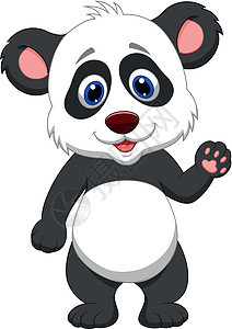 熊猫宝宝挥手姿势卡通片乐趣漫画快乐爪子动物孩子们哺乳动物幼兽图片