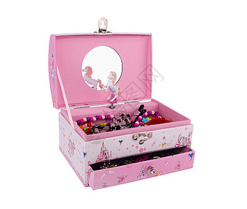 音乐盒粉色白色礼物工具珠子镜子盒子女性音乐看法图片