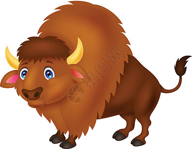 Bison 漫画荒野插图草食性卡通片棕色水牛斗争动物草原哺乳动物图片