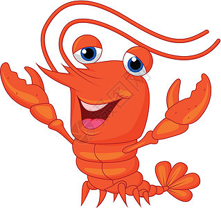 展示可爱龙虾漫画菜单小龙虾手势贝类微笑吉祥物卡通片动物插图冒充图片