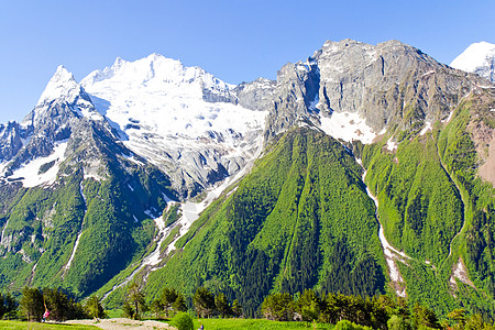 俄罗斯高加索山脉 俄国的高加索山脉风景冰川季节悬崖荒野图片