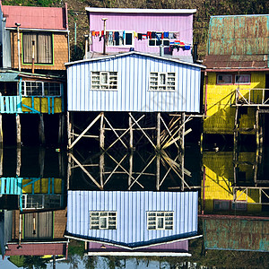 帕塔哥尼亚 智利Chiloe高跷建筑村庄建筑学房子木头游客海岸线海滩结构图片