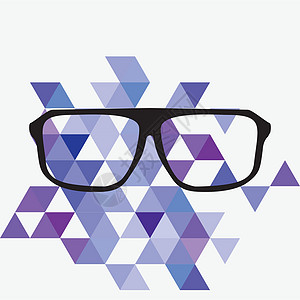 灰色背景的螺旋矢量眼镜 带有三角平板表面马赛克图片