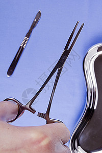 专业外科手术器械保健夹子夹钳治疗工具药品医生疾病仪器蓝色图片
