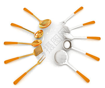 白色背景上的餐具勺子插图厨房刀刃吃饭刀具服务不锈钢厨具刮刀图片