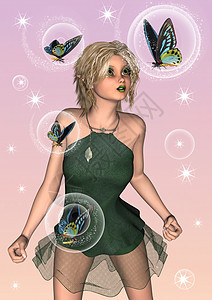仙和蝴蝶魔法精灵神话若虫艺术童话小精灵女孩星星耳朵图片