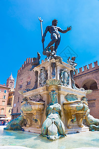 海王星喷泉 意大利波洛尼亚中心城市旅游神话纪念碑艺术建筑物青铜雕像正方形图片