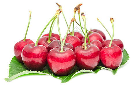 美味的成熟樱桃莓果汁和甜水果图片