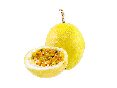 满果子的热情果实 开着营养种子甜点白色黄色热带果汁食物水果饮食图片