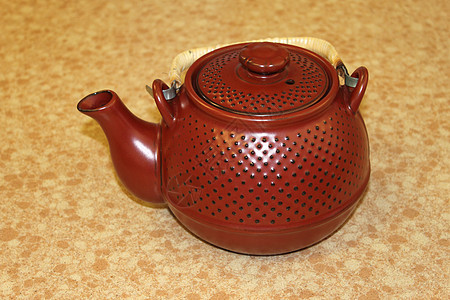 日本茶壶艺术传统古董陶器棕色酿造饮料红色厨房文化图片