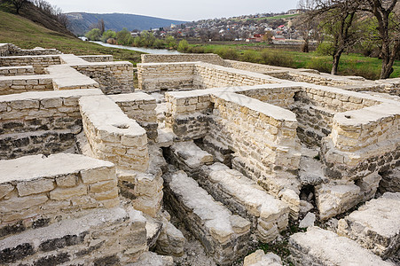 公共浴池的废墟 摩尔多瓦老奥尔海旅行城市里程碑旅游历史洗澡吸引力考古学目的地石头图片