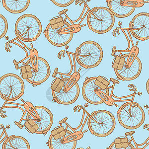牵线自行车 矢量老旧无缝模式雕刻运输蚀刻脚踏车车辆车轮古董绘画座位艺术图片