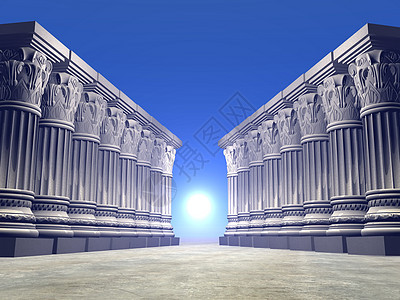 石柱  3D古董雕塑日落太阳大理石蓝色艺术建筑学插图寺庙图片