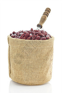 白色背景的沙袋饲料中的肾豆饮食水果农业菜豆生产粮食扁豆营养宏观团体图片