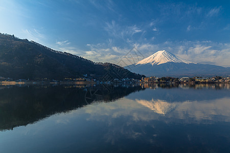 日本湖边的藤田山景图片