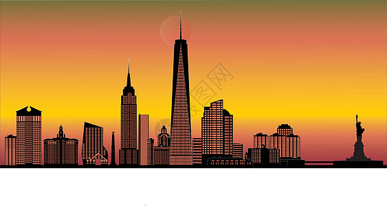 纽约新纽约市天线建筑学卡通片城市全景市中心黑色建筑景观摩天大楼建筑物图片