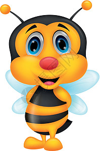 可爱的蜜蜂卡通漫画夹子花粉插图野生动物白色黄色昆虫卡通片漏洞女王图片
