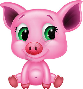 可爱的小猪宝宝漫画农业农场微笑婴儿涂鸦艺术吉祥物宠物绘画乐趣背景图片