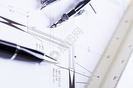 建筑设计蓝图图设备     工作场所职场项目工程师文书测量乐器铅笔工程草图办公室图片