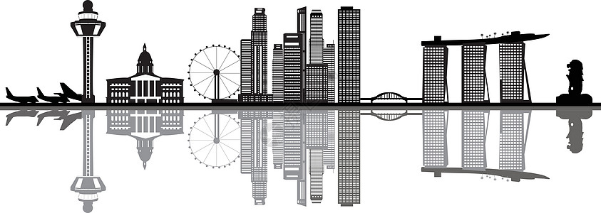 单数天线地平线天空建筑学插图白色城市地标建筑黑色市中心图片