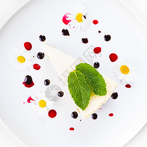 芝士蛋糕甜点糕点叶子乳制品美食滴水盘子小吃面包餐厅雏菊花图片