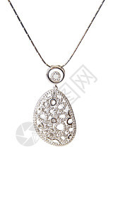 银项链在白色背景上被孤立首饰女性女性化石头珠子奢华珠宝宏观配饰宝石图片