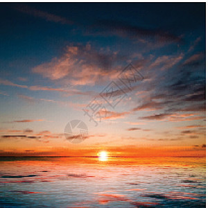 具有海日落和云雾的抽象自然背景气候活力涟漪地平线波纹橙子水平日出阳光热带图片