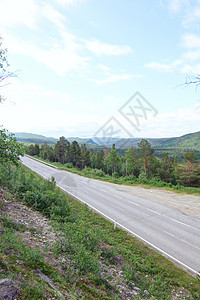 森林和道路的景观环境天空蓝色天气荒野旅行公路季节树木地平线图片