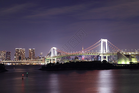 夜夜东京彩虹桥景观反射建筑旅行旅游地标街道建筑学天际城市图片