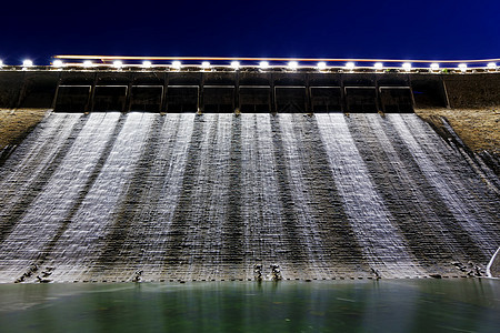 夜间大坝流动力量水电岩石季节活力建筑学控制工程师石头图片