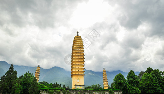 重建中国云南省达利的宋朝镇文化遗产历史村庄城市房子王朝风景天空街道图片