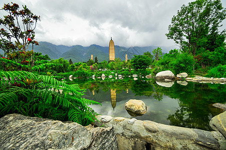 重建中国云南省达利的宋朝镇村庄木头建筑学历史旅行建筑王朝天空遗产文化图片