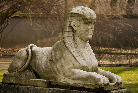 华沙皇家公园斯芬克斯的雕塑背景图片