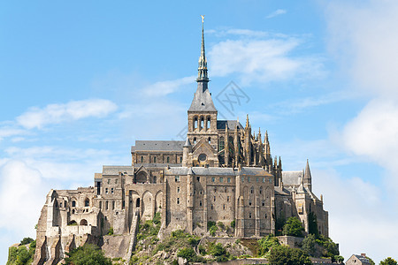 诺曼底圣米歇尔山天空大教堂建筑学旅行历史遗产宗教教会城堡堡垒图片