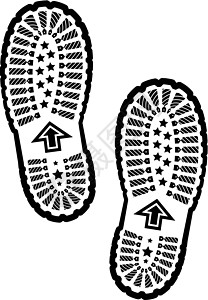 鞋面打印运动烙印脚印指针痕迹跑步踪迹插图印刷白色图片