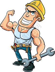 卡通杂工 伸展肌肉工具卡通片服务工业装修工作工人插图木头职业图片