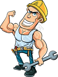 卡通杂工 伸展肌肉服务劳动木匠工业工人装修承包商工作卡通片零售商图片